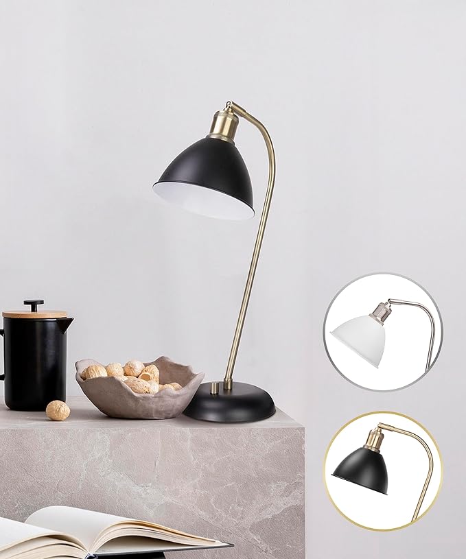 HarvestLand Halo Brass Floor & Desk Lamp Set – Adjustable Pharmacy-Style Lamps with Solid Base, Black & Brass Lighting Duo for Living Room, Home Office, Bedroom, or Reading Nook
