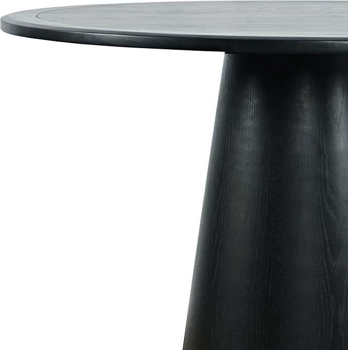 Jofran Nash Mid-Century Modern Round Pedestal Dining Table for Kitchen or Dining Room, Black, 36" Counter Height