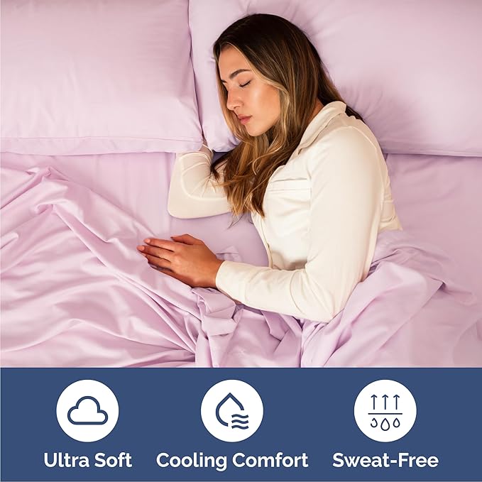 Queen Size 4 Piece Sheet Set - Comfy Breathable & Cooling Sheets - Hotel Luxury Bed Sheets for Women & Men - Deep Pockets, Easy-Fit, Soft and Wrinkle Free Sheets - Light Pink Oeko-Tex Bed Sheet Set