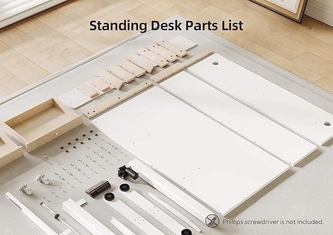 Claiks Standing Desk with Drawers, Electric Adjustable Standing Desk Adjustable Height, Sit Stand Up Desks with Storage Shelves & Wheels, 48 Inch White