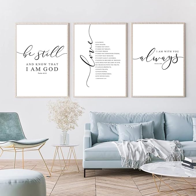 Bible Verse Wall Art Decor Scripture Canvas Wall Art Christian Pictures Inspirational Artwork Scripture Bible Verse Posters Christian Paintings for Living Room Bedroom 16x24 Inch Unframed Set of 3