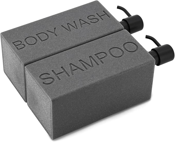 Rectangular Resin Dispenser Premium Bathroom Shampoo Conditioner Body Wash Bottle Modern Refillable Pump Design