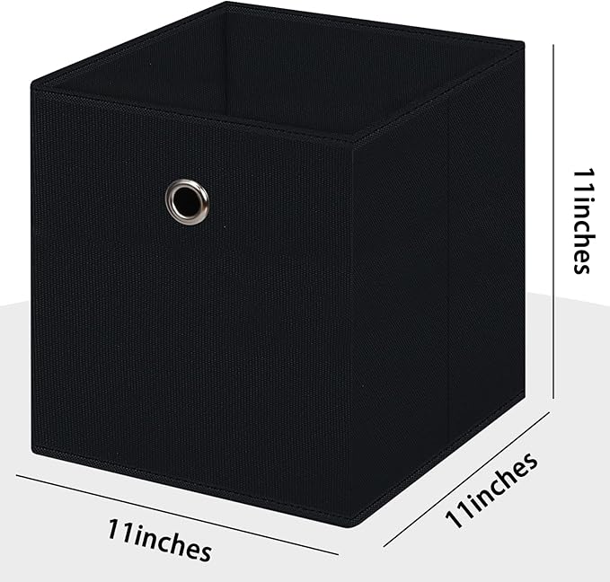 Foldable Storage Cubes Bins ,11 Inch Cloth Storage Cube Fabric Storage Box Cubes Organizer Baskets with Handles for Home Organizer Set of 12 (Black)