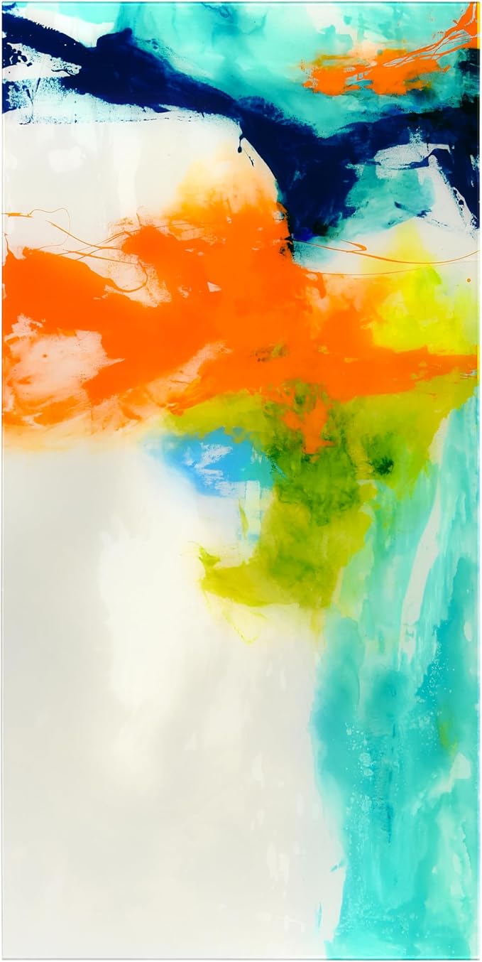 Empire Art Direct TMP-108453-2448 Tidal Abstract 1 Frameless Free Floating Tempered Glass Panel Graphic Wall Art, 48" x 24" x 0.2", Ready to Hang