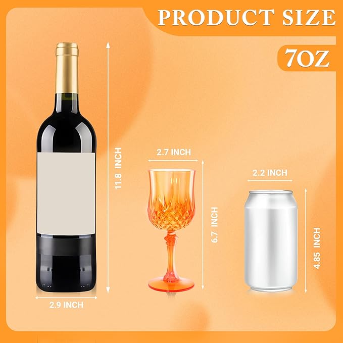 Plastic Wine Glasses, Plastic Goblets Vintage Style Cordial Drinking Glasses for Valentine’s Day, Wedding Reception, Grand Event Party Supplies (48, Pumpkin orange)
