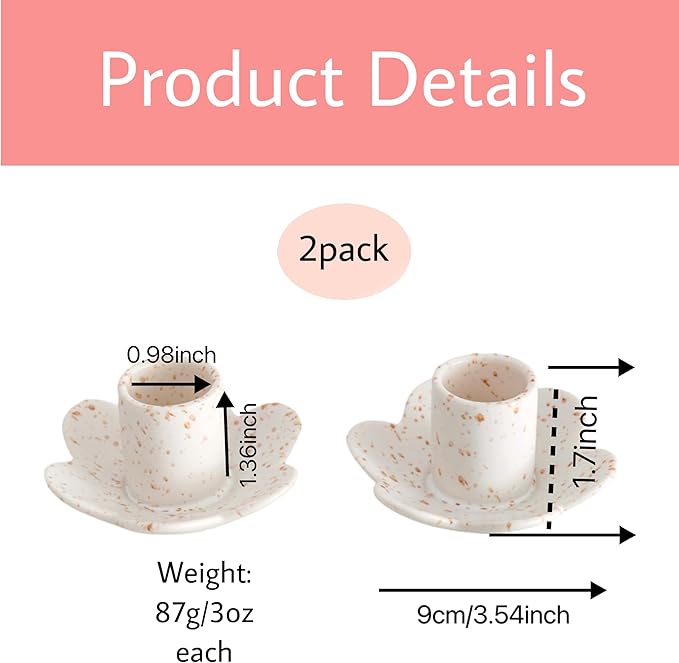 Ceramic Taper Candle Holders for Table Centerpiece, Decorative Candlestick Holders for Home Wedding Party, Housewarming Gifts,Pack of 2 (Flower Shape)