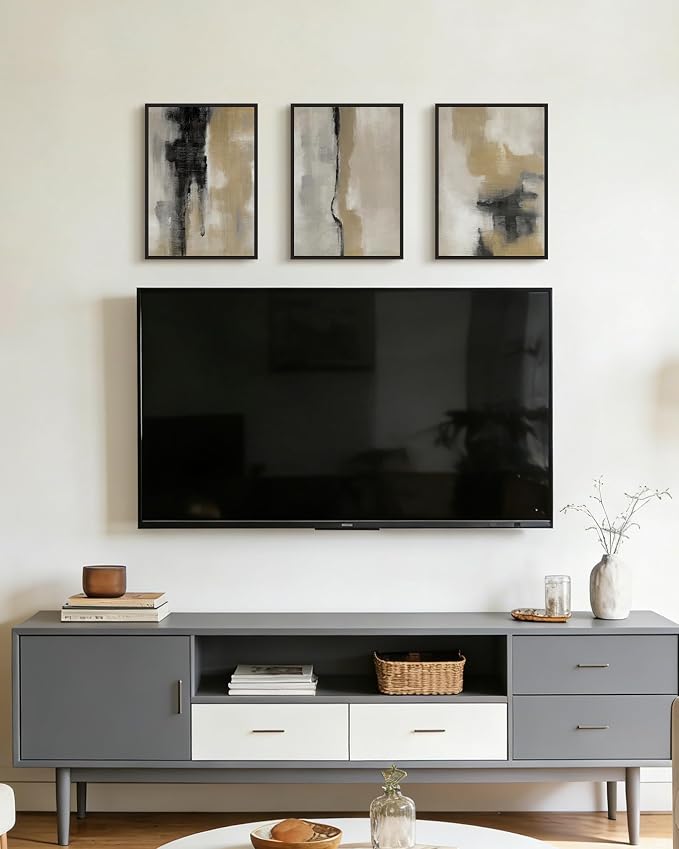 KUVIOKE Black Abstract Framed Wall Art Neutral Graffiti Pastel Minimalist Wall Decor Modern Art Painting for Bedroom Living Room 11x14in (Black Framed)