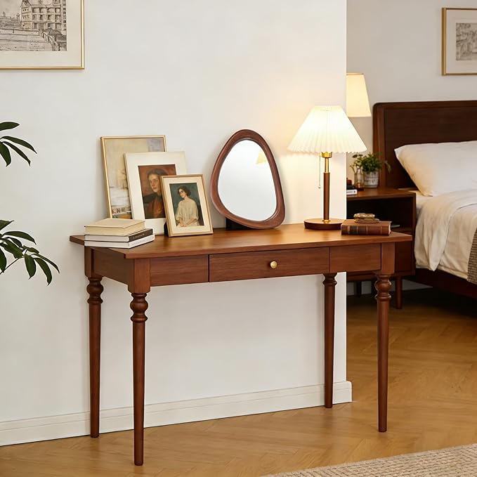 MAGFLERUM Irregular Wall Mirror, 15 * 10 inch Asymmetrical Wood Mirrors, Small Wall Mirror, Hanging Vertically and Horizontally. Mirrors for Wall Decor (Black Walnut)