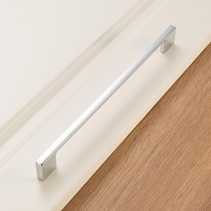 KOOFIZO 1 Pack 8-4/5 Inch Polished Chrome Kitchen Cabinet Pulls Chrome Cabinet Handles Chrome Cabinet Hardware for Kitchen Cabinets Drawer P01 Dresser Cupboard Bedroom Bathroom