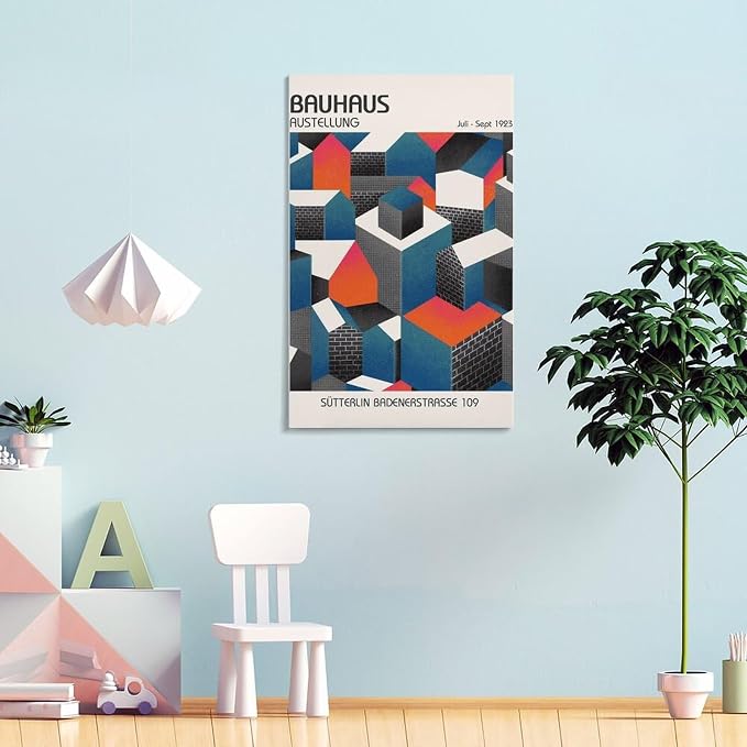 Bauhaus Poster, Bauhaus Print, Bauhaus Wall Art, Modern Home Decor, Bauhaus Exhibition Poster Poster for Room Aesthetics Canvas Wall Art Poster And Print Frame-style 12x18inch(30x45cm)