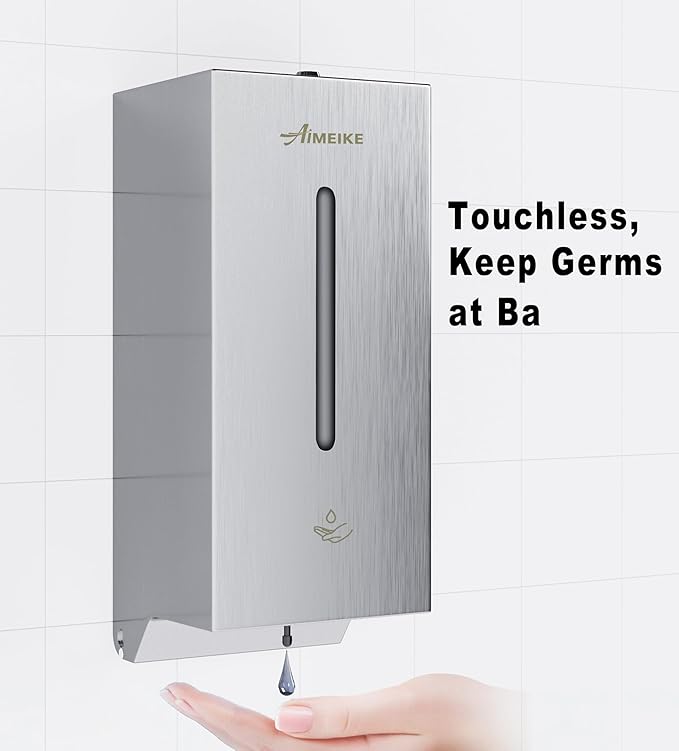 No-Touch Wall Mounted Soap Dispenser for Commercial Use – 800 ml / 27 oz Large Capacity Stainless Steel Unit with Infrared Sensor for Offices, Restrooms & Public Facilities