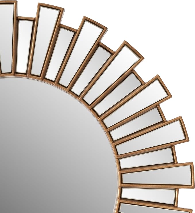 SHYFOY 23.6" Gold Sunburst Wall Mirror, Round Beveled Decorative Mirror with Layered Metal Frame, Glam Luxury Accent Wall Mirror for Living Room, Entryway & Bedroom