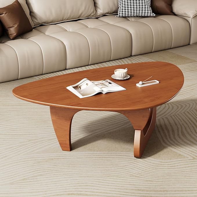 Mid Century Modern Coffee Table - Walnut Wooden Coffee Table for Living Room,Center Table Suitable for Bedroom Living Room Reception Office Tables (Walnut, Large 45 * 29 * 16in)