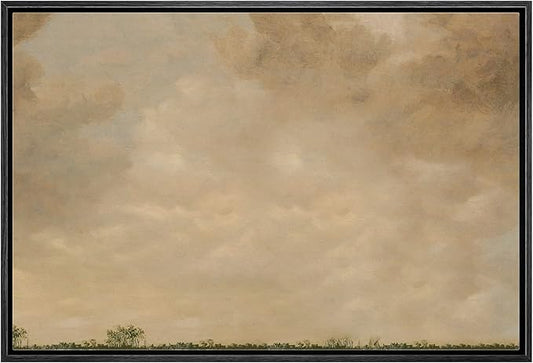 MUDECOR Framed Canvas Print Wall Art Pastel Dusk Country Cloud Horizon Nature Wilderness Illustrations Realism Decorative Scenic Panoramic Earth for Living Room, Bedroom, Office - 24"x36" Black