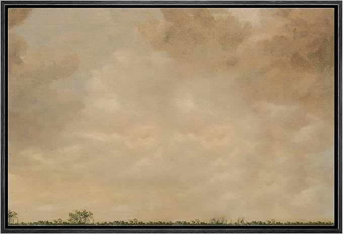 MUDECOR Framed Canvas Print Wall Art Pastel Dusk Country Cloud Horizon Nature Wilderness Illustrations Realism Decorative Scenic Panoramic Earth for Living Room, Bedroom, Office - 16"x24" Black