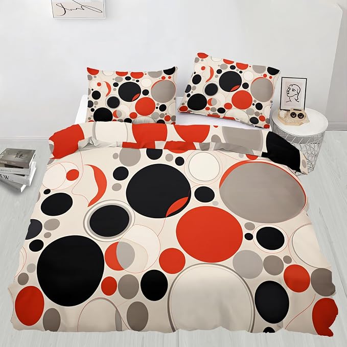 Retro Middle Ages Duvet Cover Twin Abstract Art Colorful Bedding Set 2 Piece for Kids Decor Modernism Comforter Cover and 1 Pillow Sham with Zipper Closure