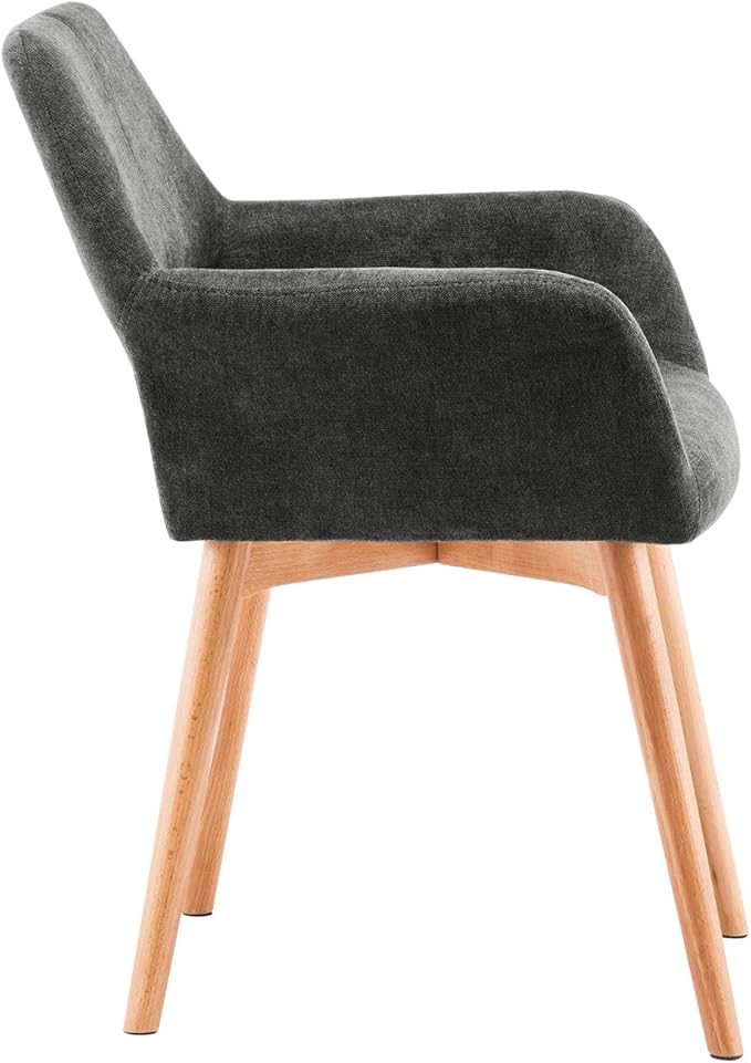 Mid Century Modern Dining Chairs Set of 6 & 4 & 2 Comfy Accent Chair Upholstered Fabric Kitchen Dining Living Room Chairs for Bedrooms Waiting Room Home Arm Desk Chair No Wheels (Charcoal, 6)