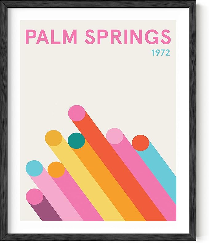 HAUS AND HUES Vintage Travel Posters: Pink Retro Art Prints, California Travel Posters for Room Aesthetic, Colorful Modern City Art Wall Decor, Danish Pastel Abstract Poster (Unframed, 16x20)