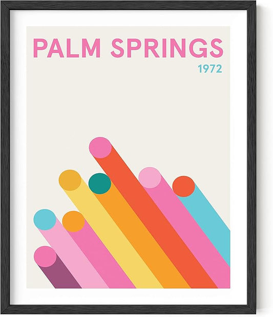 HAUS AND HUES Vintage Travel Posters: Pink Retro Art Prints, California Travel Posters for Room Aesthetic, Colorful Modern City Art Wall Decor, Danish Pastel Abstract Poster (Unframed, 16x20)