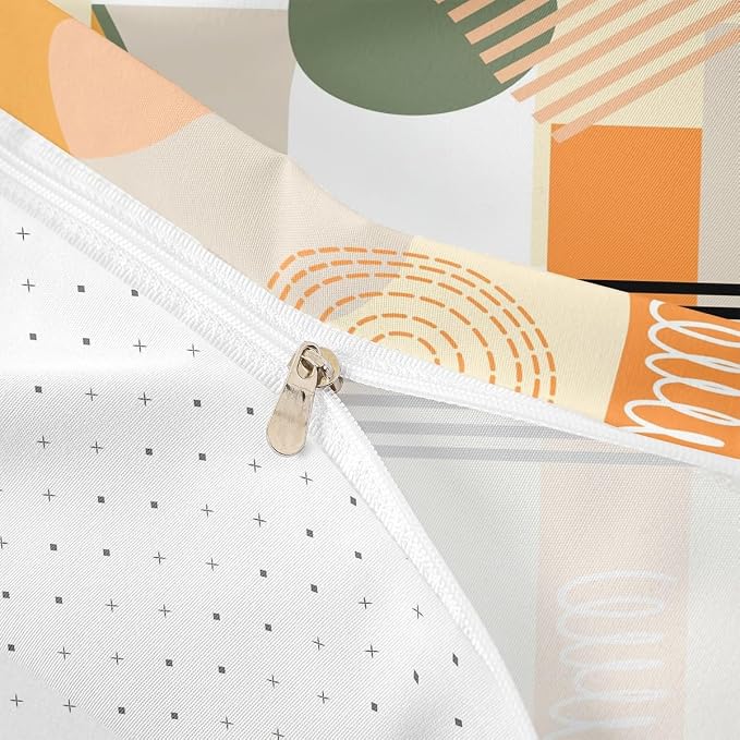 Erosebridal Yellow Abstract Queen Comforter Cover for Kids Teens Girls | Colorful Geometric Duvet Cover Minimalist Circle Modern Bed Set Boho Contemporary Aesthetic Bedding Set