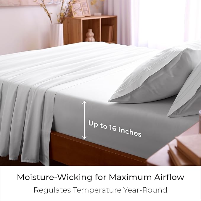 Mellanni Twin XL Sheets Set - 3 PC Iconic Collection Bedding - Hotel Luxury, Extra Soft, Cooling Bed Sheets - Wrinkle, Fade, Stain Resistant (Twin Extra Long, White)