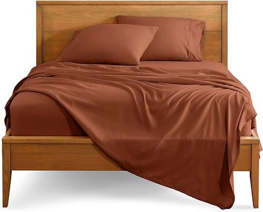 Bare Home California King Sheet Set - 1800 Ultra-Soft Microfiber Cal King Bed Sheets - Double Brushed - Deep Pockets - Easy Fit - 4 Piece Set - Bed Sheets (California King, Terracotta)