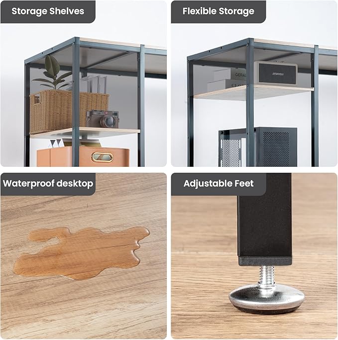 47-inch Computer Desk with Storage Shelf - Gray Ideal Gaming Desk for Bedrooms, Small Spaces, and Home Offices Modern Writing Desk for PCs.