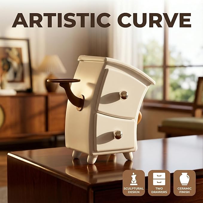 Creative Cabinet-Shaped Storage Box with Arms, Funny Decorative Organizer for Desk, Cute Mini Drawer Box for Office, Bedroom, or Living Room Decor