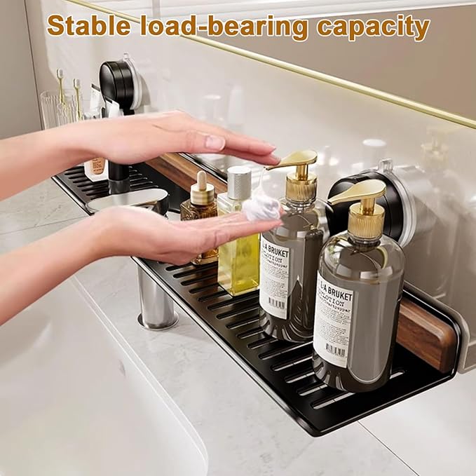 Bathroom Sink Shelf Over Faucet, No Drill 20 Inch Shower Caddy, Adhesive Wall Shelf for Bathroom Storage Organizer, Holds 5lb on Tile/Glass/Mirror (50CM)