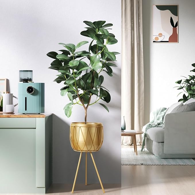 Planter Pot with Stand, 10" Mid-Century Tall Plant Pot with Legs for Indoor Plants,22.8'' high (Creative-Gold-X-Large)