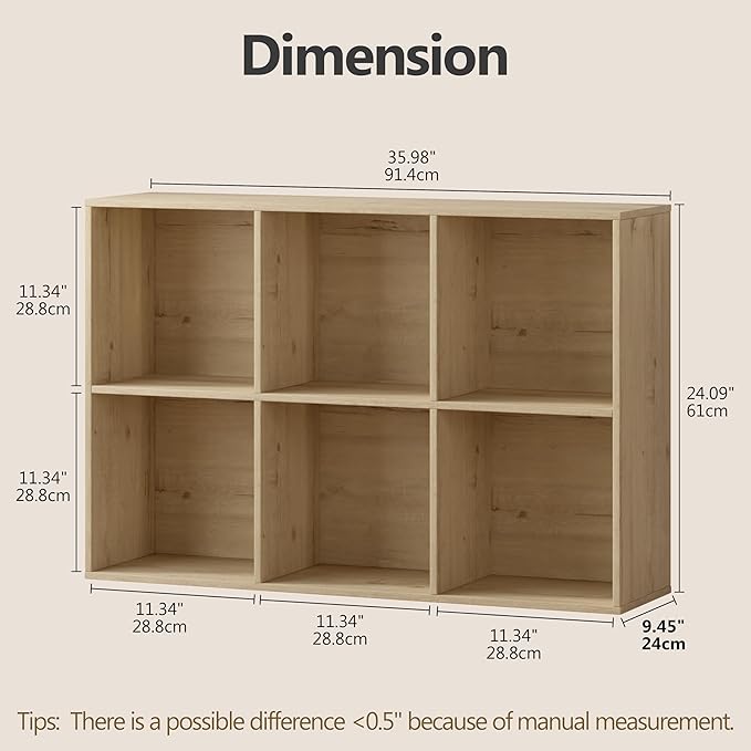 6 Cube Storage Organizer, Wooden Cube Shelves with Closed Back Panel, Reversible Bookcase, Cubes Closet Organizer for Home, Living Room, Kids Room, Office, Bedroom, Study, Hallway