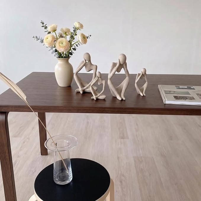 Abstract Thinker Statue, Palm-Sized Sandstone-Look Resin Sculpture for Home Decor, Modern Tabletop Decor for Bookshelf, Office, Living Room and Bedroom
