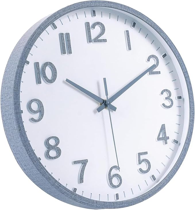 Wall Clocks Battery Operated 10 inch Modern Wall Clock,Silent Non Ticking Wall Clock for Living Room Bedroom Kitchen Office Classroom Decor (Texture Gray White)