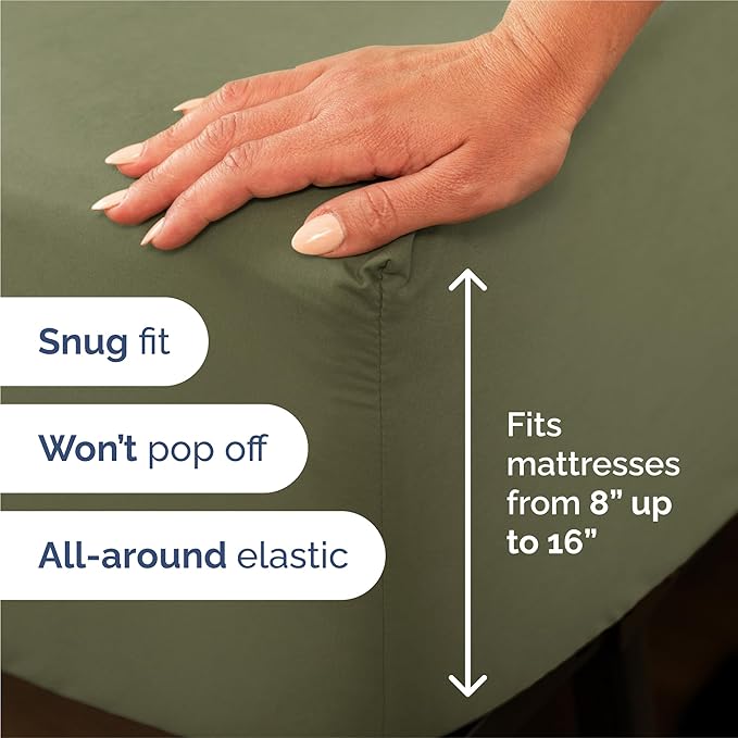 Split King Size 5 Piece Sheet Set - Comfy Breathable & Cooling Sheets - Hotel Luxury Bed Sheets for Women & Men - Deep Pockets, Easy-Fit, Soft & Wrinkle Free Sheets - Sage Green Oeko-Tex Bed Sheet Set