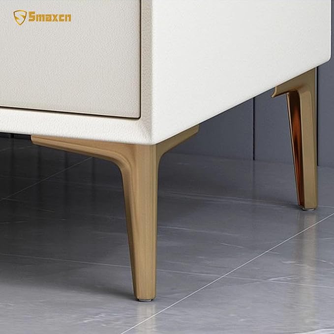 4.7 inch/12cm Shiny Gold Metal Furniture Legs Set of 4, DIY Replacement for Short Cabinet Legs, Sofa Legs, Small Dresser Legs