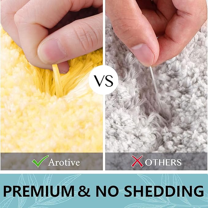 Arotive Microfiber Bathroom Rugs, Shaggy Soft and Absorbent Bath Rug, Non-Slip, Thick Plush Machine Washable Dry Bath Mats for Bathroom, Tub and Shower, 59x24, Yellow, Rectangular