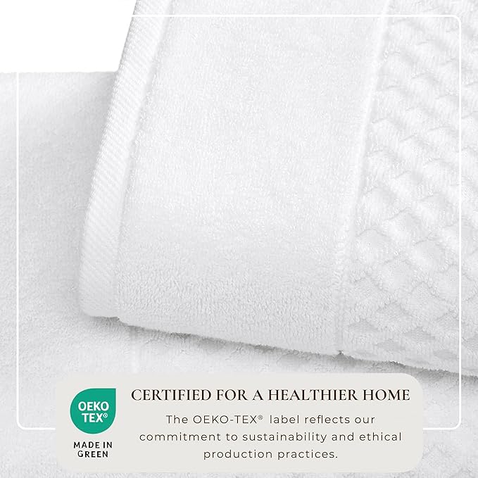 Great Bay Home White Hand Towel - 100% Cotton - Absorbent, Durable, Quick-Dry Bathroom Hand Towels (Optic White, 26" x 16")