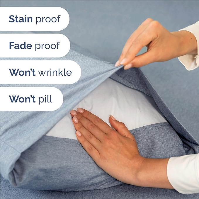 King Size 4 Piece Sheet Set - Comfy Breathable & Cooling Sheets - Hotel Luxury Bed Sheets for Women & Men - Deep Pockets, Easy-Fit, Soft & Wrinkle Free Sheets - Heathered Blue Oeko-Tex Bed Sheet Set