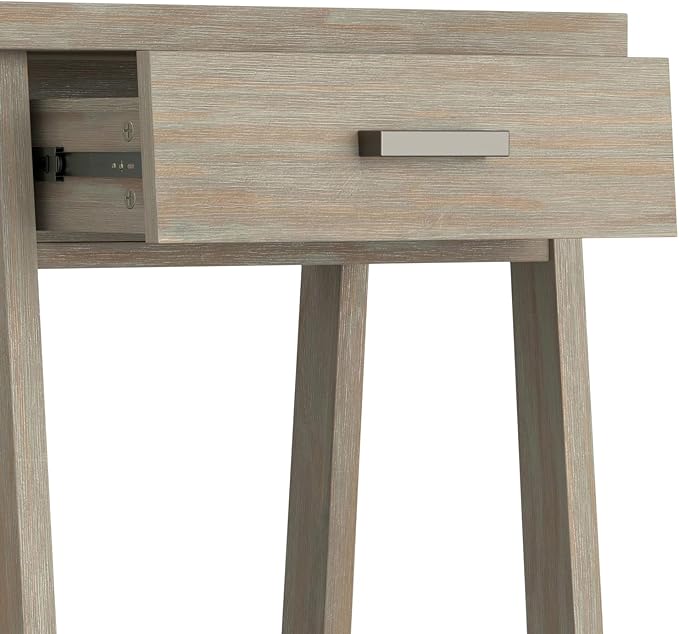 SIMPLIHOME Sawhorse SOLID WOOD 24 Inch Wide Modern Industrial Bedside Nightstand Table in Distressed Grey, For the Living Room and Bedroom