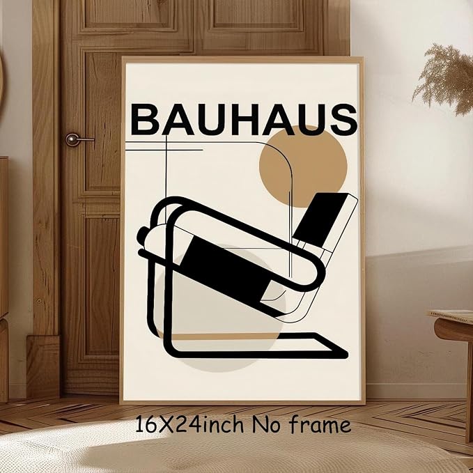 Geometric Line Wall Art Chair Geometric Poster Abstract Minimalist Painting Mid Century Modern Pictures Bauhaus Exhibition Poster Trendy Bauhaus Print Abstract Shaped Picture for Wall 16x24in No Frame