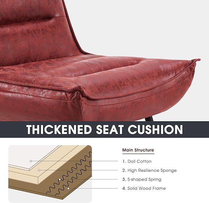 MCombo Wingback Accent Chair with Ottoman, Modern Bronzing Fabric Upholstered Club Chair for Small Space, Living Room 4400 (Burgundy)