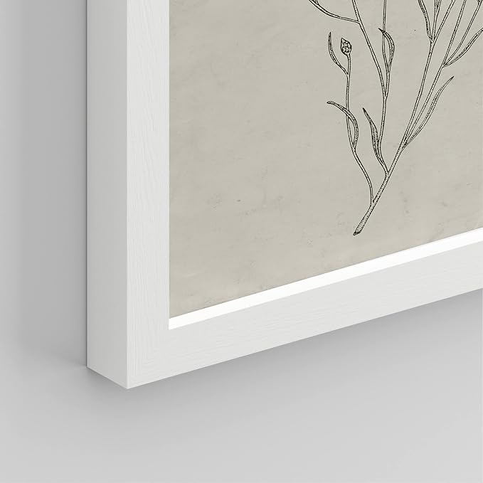 SIGNWIN Framed Vintage Wildflower Wall Art, Set of 4 Plant Collage Drawing Wall Decor Prints, Nature Wilderness Wall Décor for Living Room, Bedroom - 11"x14" White