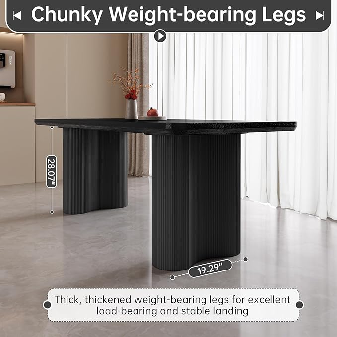 5-Piece Modern Dining Set, 78.97" Dining Table Set for 4, Rectangular Kitchen Table with 4 Chairs for Dining Room Kitchen Living Room, Black