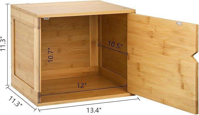 Fasmov Cube Storage Organizer, Bamboo Cube Bookshelf, Stackable Connect Storage Cube Cubby Organizer with Door, Stackable Cubes Bin for Bedroom, Home and Office