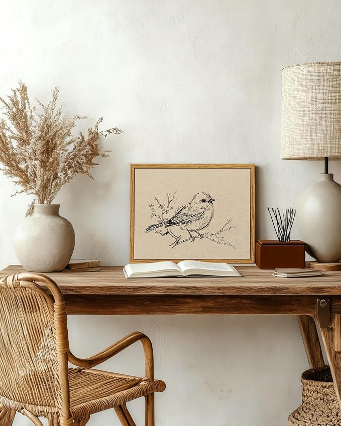 InSimSea Vintage Framed Wall Art Sparrows on branches Canvas Prints, Vintage Home Decor, Print Framed Painting Picture,For Living Room, Study, And Dining Room Wall Decor 10L x 8W