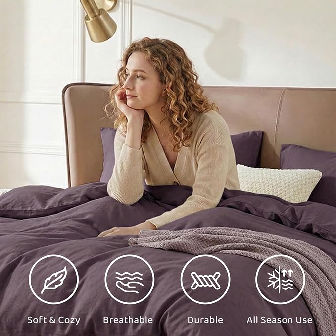 WRENSONGE Super King Comforter Set - 7 Pieces Artic Plum Soft Bed in a Bag Super King with Fitted Sheet, Flat Sheet, 2 Pillow Shams, and 2 Pillowcases- Warm Bedding Sets for All Season