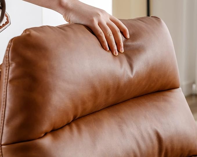 Modern Swivel Accent Chairs with Ottoman Set of 2, PU Leather Oversized Armless Reading Chairs with Footrest, 33'' Wide Upholstered Lounge Chairs with Footstool for Living Room Bedroom Comfy, Brown
