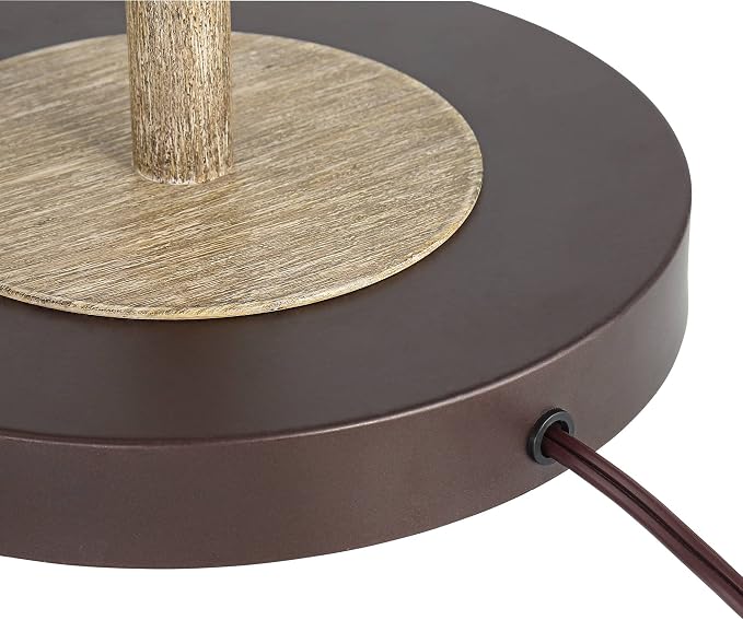 Regency Hill Jenson Rustic Farmhouse Pharmacy Floor Lamp Standing with USB Charging Port 54" Tall Bronze Faux Wood Adjustable Swing Arm for Cottage Core Living Room Reading Bedroom Office House Home