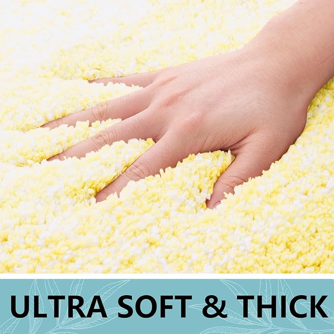 Arotive Microfiber Bathroom Rugs, Shaggy Soft and Absorbent Bath Rug, Non-Slip, Thick Plush Machine Washable Dry Bath Mats for Bathroom, Tub and Shower, 59x24, Light Yellow, Rectangular