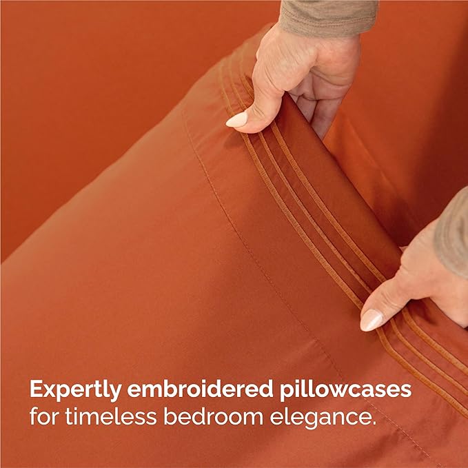 King Size 4 Piece Sheet Set - Comfy Breathable & Cooling Sheets - Hotel Luxury Bed Sheets for Women and Men - Deep Pockets, Easy-Fit, Soft and Wrinkle Free Sheets - Terracotta Oeko-Tex Bed Sheet Set